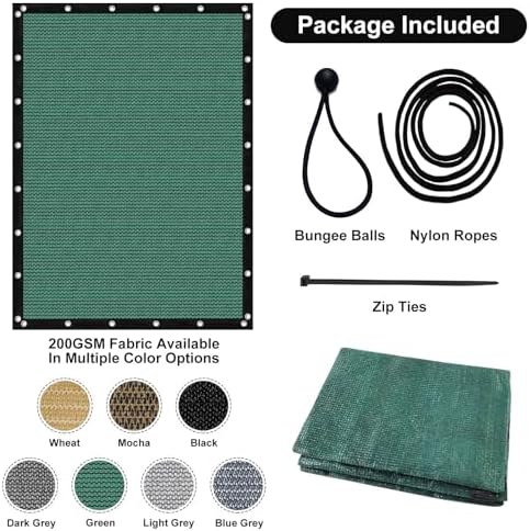 artpuch 90% sun shade cloth, 6 x 10 showing dimensions