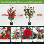 artificial camellia tree 2 pack, 3ft faux camellia on a desk or shelf