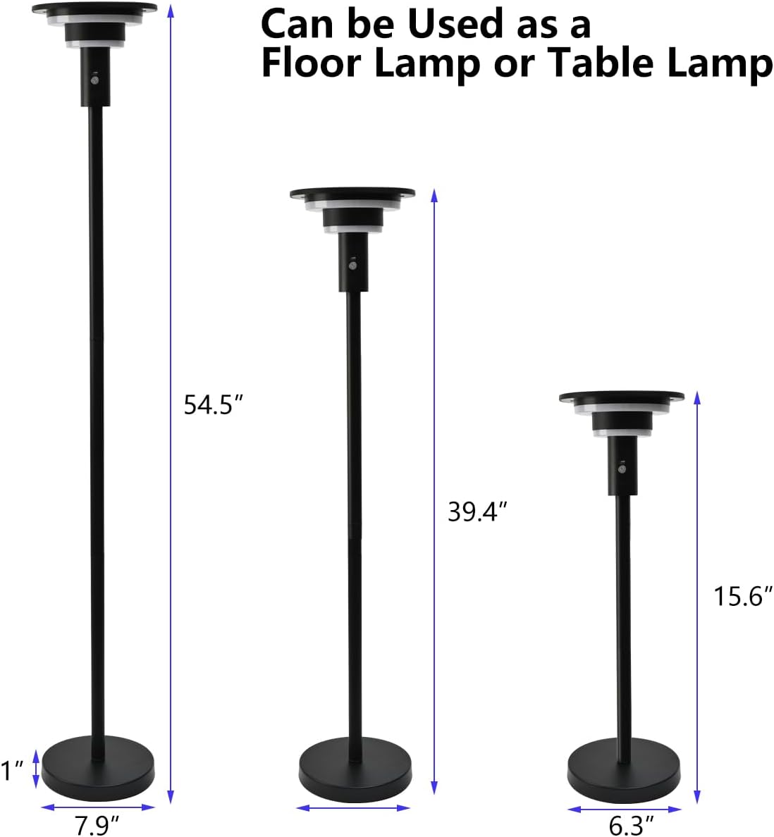 solar floor lamp for patio waterproof ip44,outdoor usb, side view