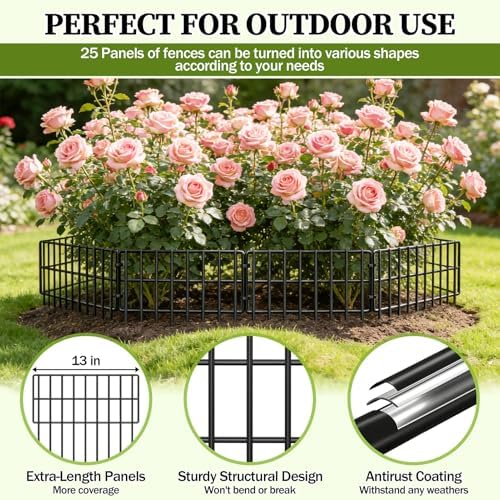17in (h) x 27ft (l) garden fence animal, side view