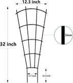 4 Pack 32'' Indoor Plant Trellis for Potted Plants Climbing Outdoor Metal Garden Trellis Houseplants Flowers Vine Ivy,Fan Shape, Black