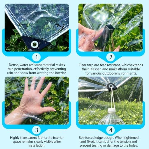 clear tarps heavy duty waterproof 5x8ft 14mil thickened, close-up detail