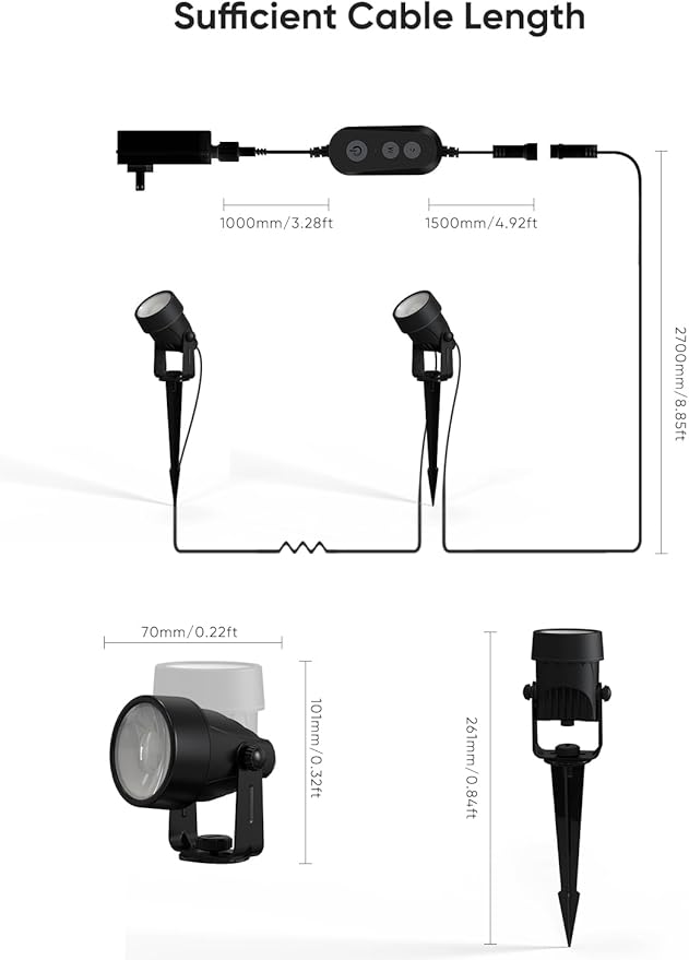 APPECK Landscape Lighting, RGBW Color Changing Low Voltage Landscape Lights with APP Control, IP65 Waterproof Outdoor Spotlights for Garden Yard Outside Decoration, 4 Pack