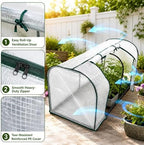 portable mini greenhouse, 55x32x28 inches pe cover with, side view