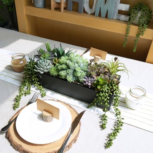 winlyn 15" artificial succulents arrangement faux succulents in, side view