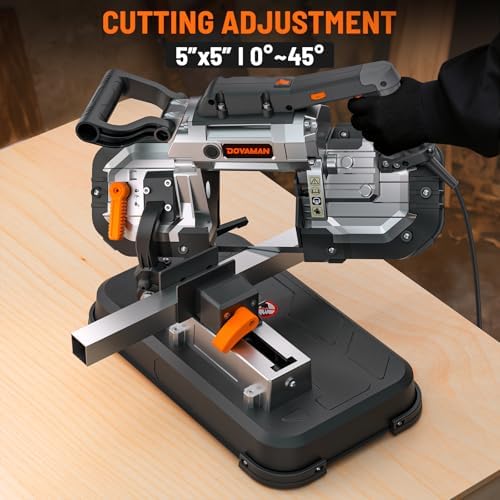 dovaman portable band saw, 10a deep cut metal, close-up detail