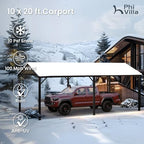 phi villa 10x20ft carport metal heavy duty carports, front angle view