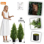 aveyas 3ft artificial cedar topiary trees for outdoor, close-up detail