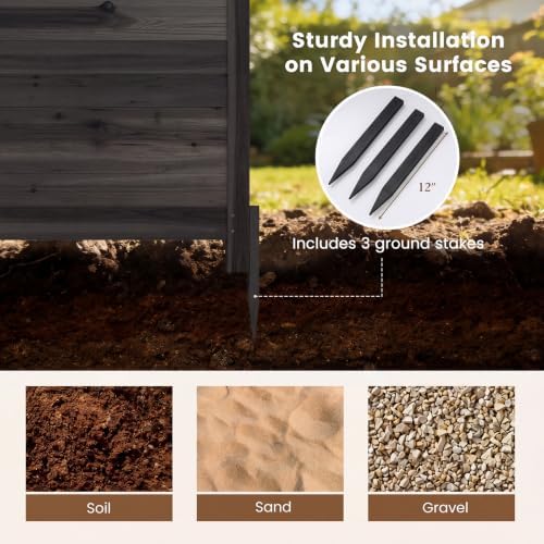 giantex 3 panels wooden privacy fence with stakes, package contents