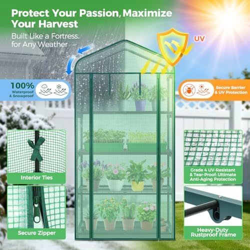 ohuhu mini greenhouse for indoor outdoor, 27 x, side view