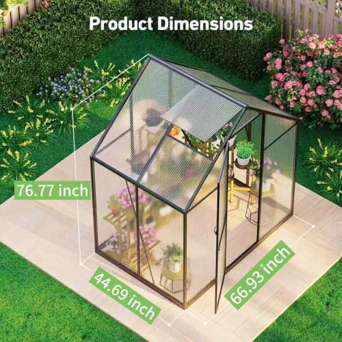 6x4ft greenhouse with hygrometer, windproof warm plant green on a desk or shelf