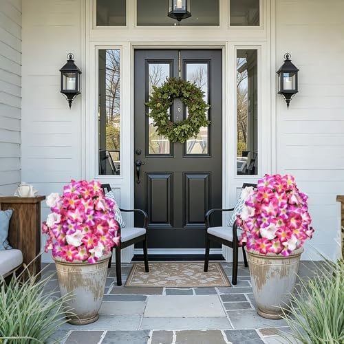 artificial petunias with ground stake set of 2 showing dimensions