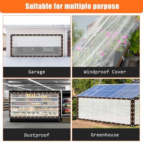 8 x 16 ft heavy duty clear waterproof, front angle view