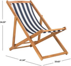 SAFAVIEH Outdoor - Loren Folding Sling Chair Set of 2 - Natural & Navy Stripe - Solid Wood Frame - Portable Bistro Design - Ideal for Patio, Poolside, Backyard, 24" W x 43" D x 25" H (PAT7040A-SET2)