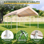 aoxun 10x20 ft carport, heavy duty car canopy on a desk or shelf