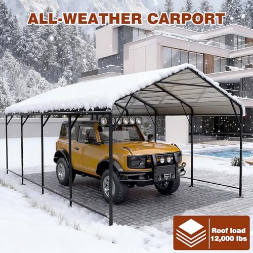 leveleve 12x20 ft heavy-duty metal carport, galvanized steel, close-up detail