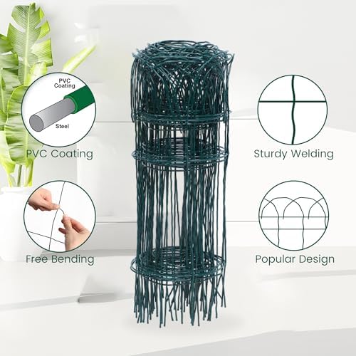 proworx green small garden fence border curve wire showing dimensions