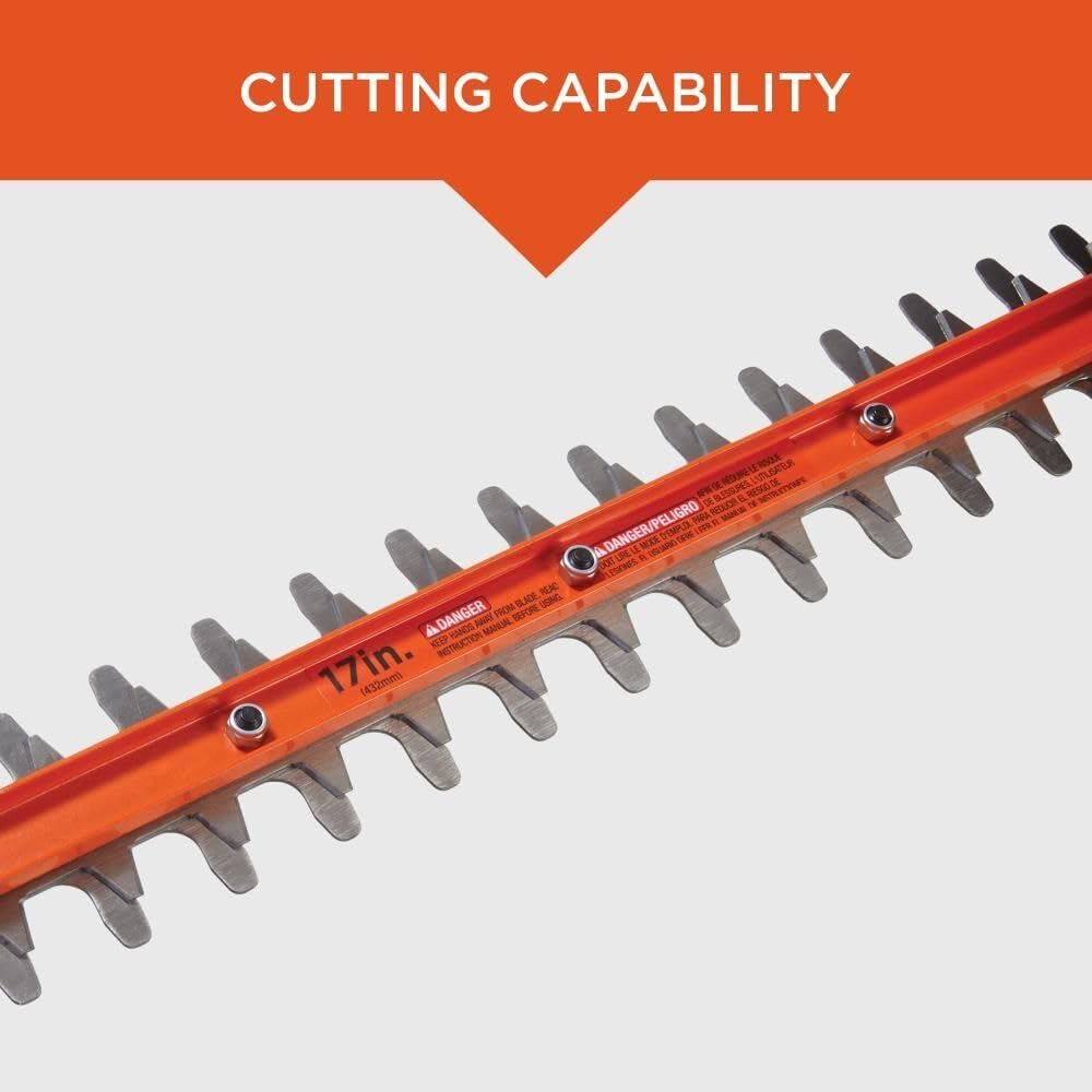 BLACK+DECKER Electric Hedge Trimmer, 17-Inch Corded 3.2 Amp, Dual Action, Reduced Vibration, Cleaner Cut, Lightweight, 3800 Cuts per Min (BEHT150)