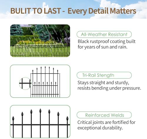 decorative garden fence - 32in(h) x 24.16ft(l) heavy, close-up detail