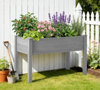 raised garden bed with legs, 48×24×30 cedar wood, front angle view