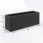 Metal Planter Box 46” x 16” x 16”, Tall Planter Box with Removable Insert Shelf, Black Steel Planter Heavy Duty for Porch, Garden, Patio, Yard