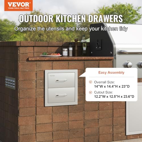 vevor outdoor kitchen drawers 14"w x 14.3"h x, side view