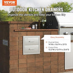 vevor outdoor kitchen drawers 14"w x 14.3"h x, side view