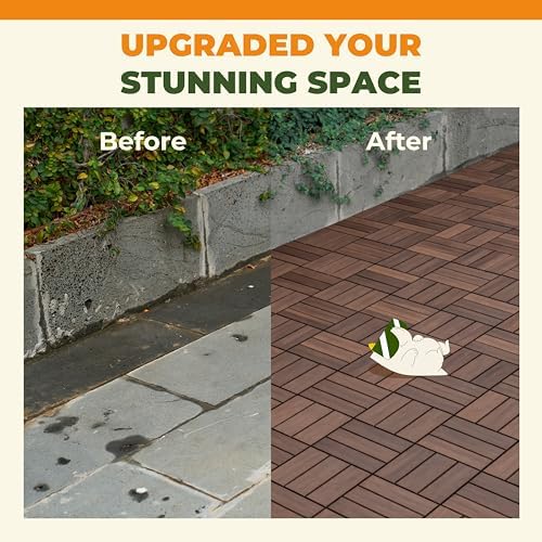 jurax interlocking wood deck tiles, 10pcs patio flooring, view 9