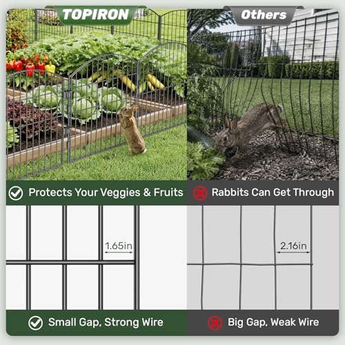 3-layer garden fence with gate 10 panel 24in, side view