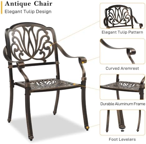 vingli 5 pieces outdoor patio dining set, cast, package contents