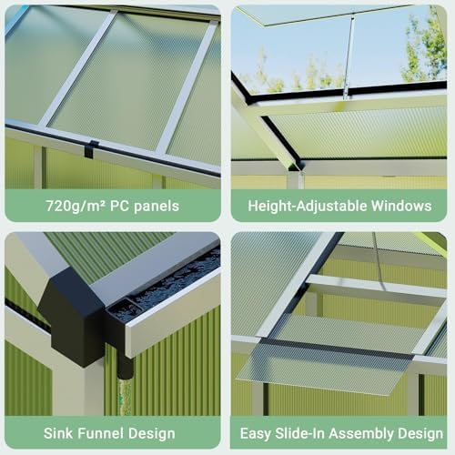 6x10 ft greenhouse, outdoor sliding door, polycarbonate greenhouse, package contents