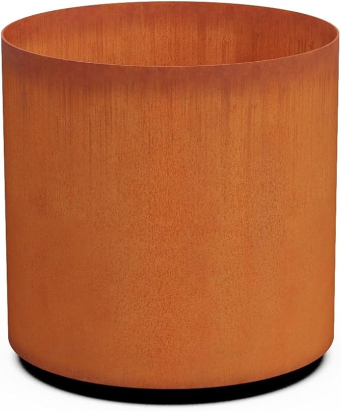 PLANTERCRAFT Corten Steel Metal Planter Box, Round Sizes, Modern Garden Steel planters for Commercial and Residential Outdoor Use.
