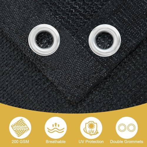 shade&beyond 90% sun shade cloth with grommets, 6' showing dimensions
