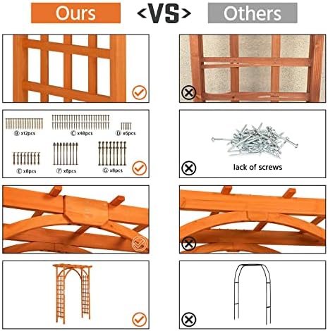 yaheetech 7ft wooden arch arbor, wood trellis for, side view