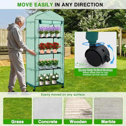 yesker mini greenhouse 27"x20"x63" portable indoor / outdoor showing dimensions