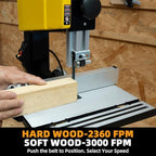 woodskil 10-inch benchtop bandsaw with stand, 3.4a dual-speed on a desk or shelf