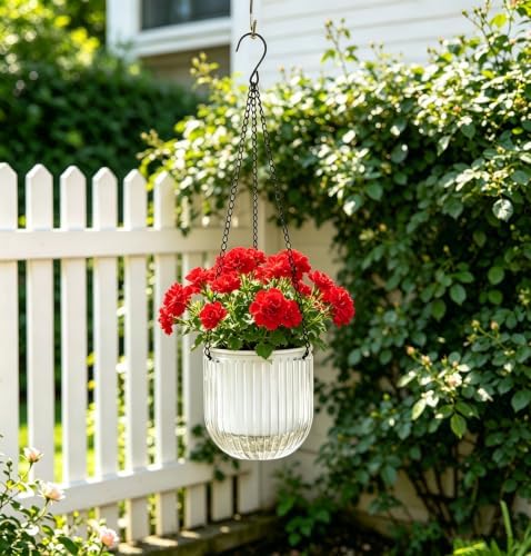 melphoe self watering hanging planters indoor flower pots, side view