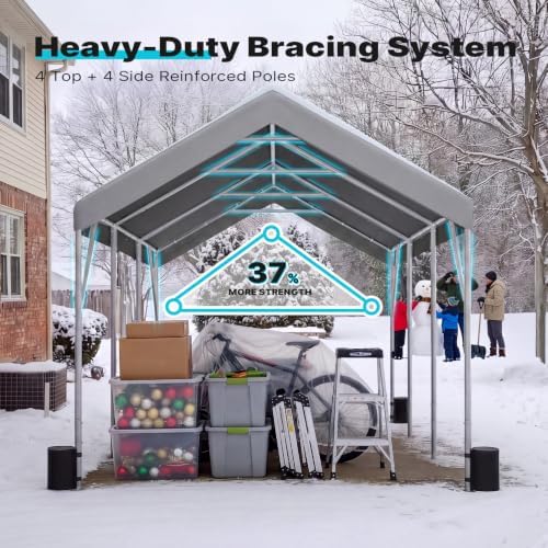 advance outdoor 12x20 ft heavy duty carport potable showing dimensions