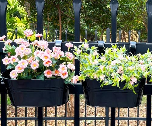 10" metal hanging planter for railing with detachable on a desk or shelf