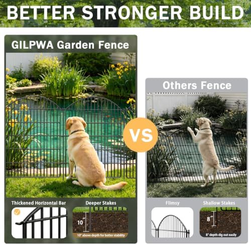 10 panels decorative garden fence, 40in (h) x, side view