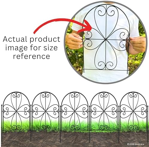 shoplala garden fence (20 panels) 12.5inx16.5in decorative metal showing dimensions