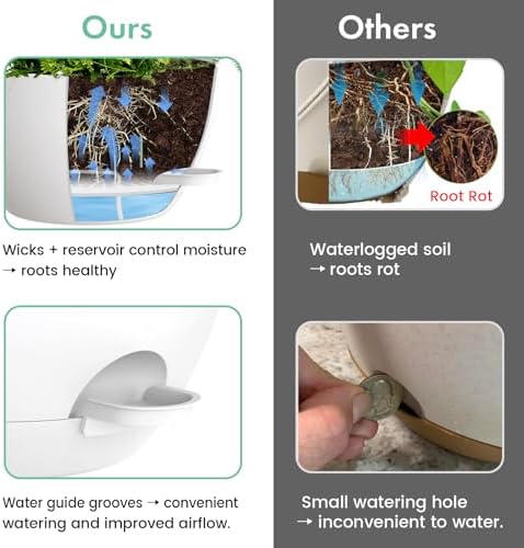 uouz 13 inch 2 pack large self watering on a desk or shelf