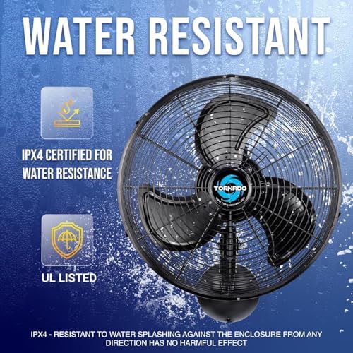 tornado 16 inch pro series waterproof outdoor oscillating, side view