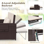 nightcore wicker patio outdoor daybed, outdoor chaise lounger showing dimensions