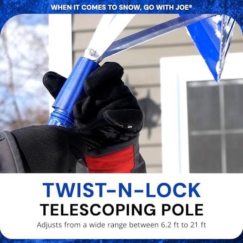 snow joe telescoping roof rake, extendable leaf &, side view