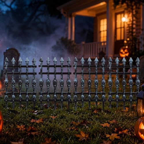 11.8 x 19.6 inch halloween wooden skull fence, side view