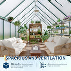 8'x14' aluminum-framed polycarbonate greenhouse, heavy duty polycarbonate greenhouse, close-up detail