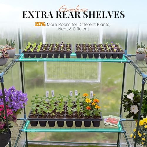 king bird premium greenhouse for outdoors, 56x56x77 upgraded, close-up detail