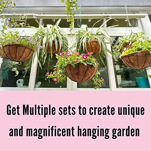 lalagreen hanging baskets (12 in, 6 pack) black showing dimensions