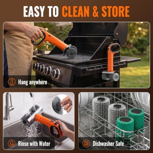 electric grill brush - dual rotating heads cordless, view 9